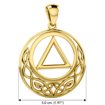 Large Celtic AA Recovery Solid Yellow Gold Pendant GPD6005